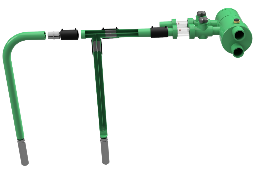 Systemübersicht des separatus Erdwärmesystems: Splitpipe-Sonden, Verbinder, Elektroschweissmuffen und Verteiler bis zur Übergabe